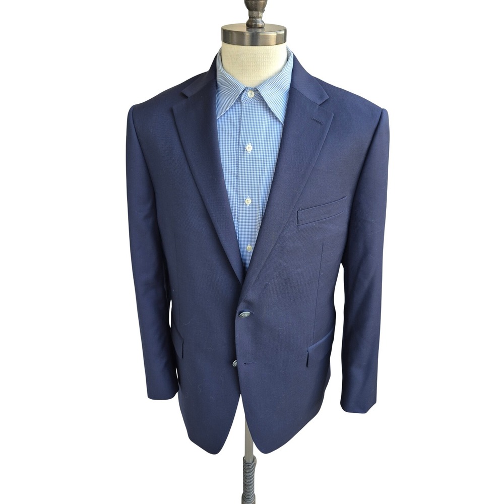 Hart Schaffner Marx HSM 1887 Navy Blue 100% Wool Blazer Sport Coat 46R